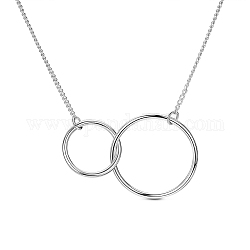 Shegrace trendy 925 collana in argento sterling placcato rodio, con ciondolo anelli di collegamento, platino, 17.7 pollice