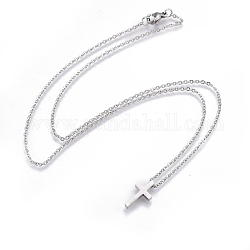 Collares colgantes de 304 acero inoxidable, con cadenas de cable, cruz, color acero inoxidable, 17.7 pulgada (45 cm), colgante: 15x8x3 mm