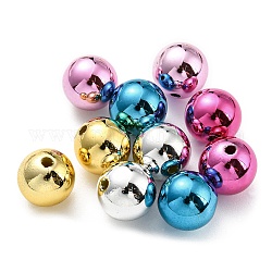 Uv perles acryliques de placage, iridescent, ronde, couleur mixte, 12x11mm, Trou: 2mm