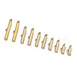 Brass Slide On End Clasp Tubes, Slider End Caps, Golden, 6x10~25x4mm, Hole: 1x3mm, 100pcs/set