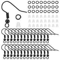 Pandahall 400pcs Black Earring Hook Earring Making Kit with Loops with Jump Rings and Plastic Ear Nuts Earring Back Connects for DIY Jewelry Making Supplies Accessories