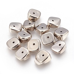 CCB Plastic Beads, Square, Platinum, 10x10x3~5.5mm, Hole: 1.2mm