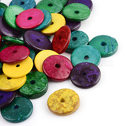 Perle di legno naturale tinte, rotondo e piatto, colore misto, 20x2~5mm, Foro: 3.5 mm