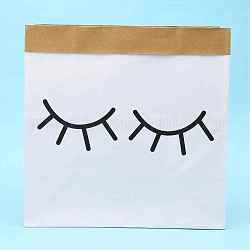 Brown Kraft Paper Bags, No Handles Storage Bag, Gift Bags, Shopping Bags, White & BurlyWood, Eye Pattern, 32x16x32cm