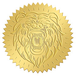 Selbstklebende Aufkleber mit Goldfolienprägung, Medaillendekoration Aufkleber, Bärenmuster, 50x50 mm