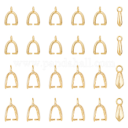 SUPERFINDINGS 40Pcs 2 Sizes Brass Pinch Clip Bail Clasp Rack Plating Eco-Friendly Brass Ice Pick Pinch Bails Gold Plated Bail Clasp for DIY Jewelry Making, Hole: 1~2mm Pin: 1mm