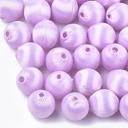 Hilos de poliéster recubiertos de tela., con abs plástico, redondo, violeta, 12x13mm, agujero: 2 mm