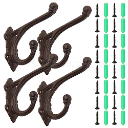 Appendiabiti da parete in ferro, con viti, per supporto per appendere la sciarpa chiave dei vestiti della borsa, elettroforesi nera, 99x131x39.5mm, Foro: 5 mm
