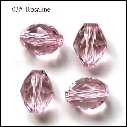 Perles d'imitation cristal autrichien, grade AAA, facette, ovale, rose, 8x6mm, Trou: 0.7~0.9mm