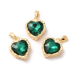 Brass Micro Pave Cubic Zirconia Pendants, Heart, Real 18K Gold Plated, 16.5x14x5.5mm, Hole: 4x1.8mm