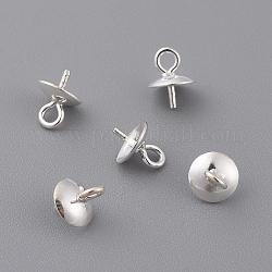 925 Sterling Silver Pendant Bails, For Half Drilled Beads, Silver, 6.5x5mm, Hole: 1mm, Pin: 0.5mm