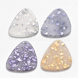 Cellulose Acetate(Resin) Pendants, Triangle, Mixed Color, 27x27x2.5mm, Hole: 1.5mm