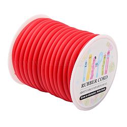 Synthetic Rubber Cord, Hollow, Wrapped Around White Plastic Spool, Red, 5mm, Hole: 3mm, about 10.94yards/roll(10m/roll)