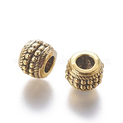 Tibetan Style European Beads, Rondelle, Antique Golden, Lead Free and Cadmium Free and Nickel Free, 8.5x7mm, Hole: 4.5mm