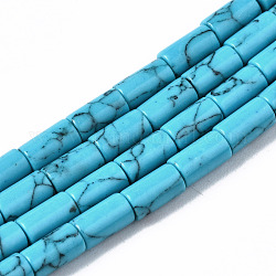 Synthetic Turquoise Beads Strands, Dyed, Column, Sky Blue, 5~6x3mm, Hole: 0.8mm, about 62~63pcs/strand, 15.35~15.75 inch(39~40cm)