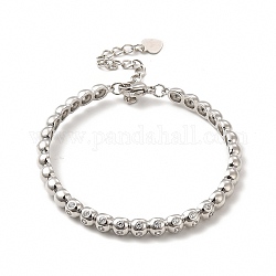 Armreif aus klaren Zirkonia-Perlen mit Verschlüssen, Rack-Plating-Messing-Schmuck für Frauen, cadmiumfrei und bleifrei, Platin Farbe, 6-1/4 Zoll (16 cm)
