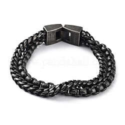 304 bracelets à maillons double couche en acier inoxydable pour hommes, gunmetal, 7-3/4 pouce (19.6 cm) x 1 cm