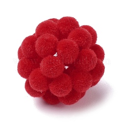 Бусины из флокированной смолы, шарики из кластера, круглые, красные, 16.5 мм, отверстие : 2.5 мм