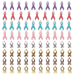 SUNNYCLUE 1 Box 80Pcs 8 Styles Alloy Ribbon Pendants Breast Cancer Awareness Dangle Charms Bead for Bracelet Pendant Jewelry Making Mixed Colors for Crafting Supplies Jewelry Findings Making Accessory