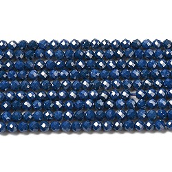 Brins de perles de zircon cubique, ronde à facettes, bleu marine, 3mm, Trou: 0.6mm, Environ 120 pcs/chapelet, 14.84''~14.96'' (37.7~38 cm)