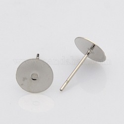 Accessoires de puces d'oreilles en 304 acier inoxydable, couleur inoxydable, 12x8mm, pin: 0.7 mm