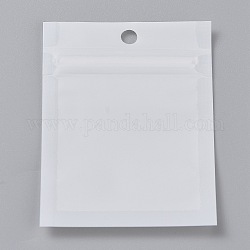Sacchetto di plastica con chiusura a zip, borse di stoccaggio, sacchetto autosigillante, guarnizione superiore, con finestra e foro per appendere, rettangolo, bianco, 8x6x0.2cm
