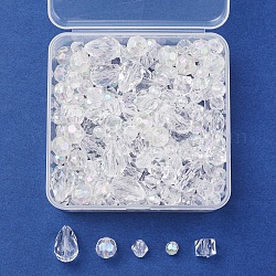 Perline acrilico trasparente, sfaccettato, forme misto, chiaro, 6~17x6~11x6~11mm, Foro: 1~2 mm, 285pcs/scatola