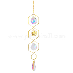 Grandes décorations de pendentif en cristal de quartz, capteurs de soleil suspendus, soleil, clair ab, 420x40mm