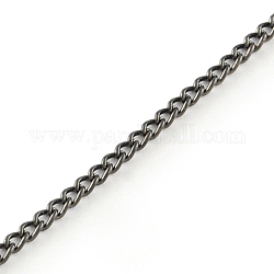 Unwelded Iron Curb Chains, with Spool, Gunmetal, 2.5x1.6x0.45mm, about 328.08 Feet(100m)/roll