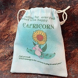 Sac de rangement pour cartes de tarot, tarot en toile sacs à cordon, rectangle avec motif de constellation, Capricorne, 18x13 cm