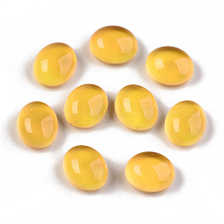 Кабошоны из стекла, кабошоны изменяющие цвет настроения, овальные, желтые, 12x10x6.5 мм