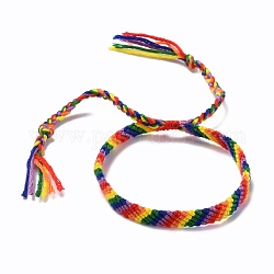 Pulsera del orgullo del arco iris, pulsera de hilo de poliester para hombre mujer, pulsera ajustable, colorido, diámetro interior: 2~3-3/8 pulgada (4.95~85 cm)