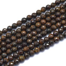 Perline bronzite naturale fili, tondo, sfaccettato (128 sfaccettatura), 6mm, Foro: 0.8 mm, circa 64pcs/filo, 15.35 pollice (39 cm)