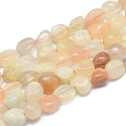 Natural Multi-Moonstone Beads Strands, Tumbled Stone, Nuggets, 6~10x5~8mm, Hole: 1mm, about 40~43pcs/strand, 14.57 inch(37cm)