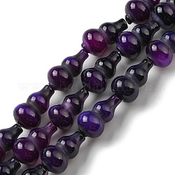 Chapelets de perles d'agate naturelle, teinte, gourde, violet, 17.5~18.5x9.5~10mm, Trou: 1.2mm, Environ 23~24 pcs/chapelet, 16.14~16.34 pouce (41~41.5 cm)