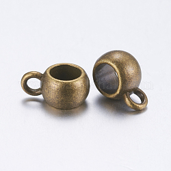 Tibetan Style Alloy Tube Bails, Loop Bails, Bail Beads, Rondelle, Lead Free and Cadmium Free, Antique Bronze, 10.5x7.5x5mm, Hole: 2mm