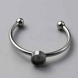 304 componenti dell'anello del bracciale in acciaio inossidabile, con 201 vassoio in acciaio inossidabile e perline, colore acciaio inossidabile, misura degli stati uniti 7 1/4 (17.5mm), vassoio: 4mm