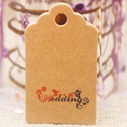 Etiquetas de regalo de papel, etiquetas de suspensión, para manualidades, para la boda, rectángulo con palabra boda, burlywood, 50x30x0.4mm, agujero: 5 mm
