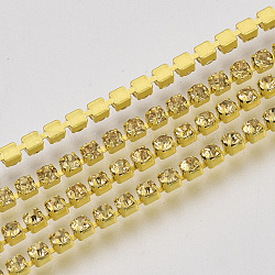 Electrophoresis Iron Rhinestone Strass Chains, Rhinestone Cup Chains, with Spool, Citrine, SS6.5, 2~2.1mm, about 10yards/roll