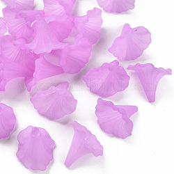 Transparent Acrylic Beads, Calla Lily, Frosted, Medium Purple, 40.5x33x35mm, Hole: 1.8mm, about 135pcs/500g