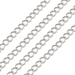 Cadenas retorcidas de hierro, sin soldar, de color platino, anillo: aproximamente 3.5 mm de ancho, 5.5 mm de largo, 0.5 mm de espesor