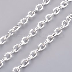 Iron Cable Chains, Unwelded, with Spool, Oval, Lead Free, Silver Color, 5x3x1mm, about 32.8 Feet(10m)/roll