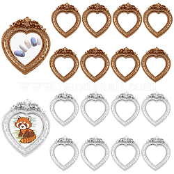 AHANDMAKER 20 Pcs Vintage Heart Resin Picture Frame, 2 Colors Antique Mini Embossed Resin Jewelry Display Frame Photography Photo Frame Tabletop Small Photo Frame for DIY Craft Home Wall Decor
