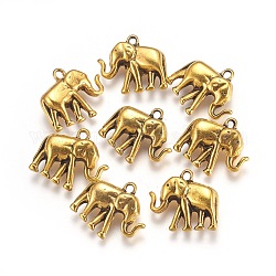 Tibetan Style Pendants, Elephant, Antique Golden, Lead Free and Cadmium Free, 23x19x8mm, Hole: 2mm