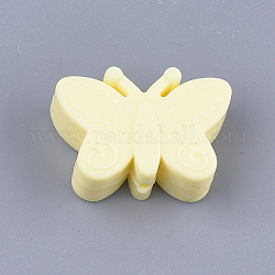 Perle focali in silicone ecologico per uso alimentare, masticare perline per i denti, fare collane fai-da-te fai-da-te, farfalla, giallo champagne, 20.5x30x11mm, Foro: 2 mm