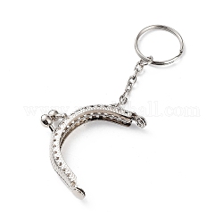 Iron Purse Frame Handle, for Bag Sewing Craft Tailor Sewer, with Key Ring, Platinum, 110mm