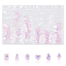 Accesorios del clavo del rhinestone de resina de la decoración del arte, forma mixta, rosa perla, 6.5~9.5x3.5~6x2~2.5 mm, aproximamente 60 unidades / bolsa