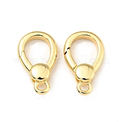 Brass Spring Gate Rings, Teardrop, Cadmium Free & Lead Free, Long-Lasting Plated, Real 18K Gold Plated, 16x9x3.5mm, Hole: 1.6mm