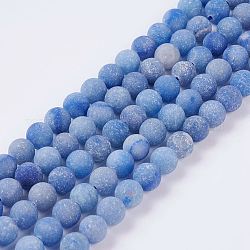 Природные голубые авантюрин бисером пряди, матовые, круглые, 8~9 мм, отверстие : 1 мм, около 46 шт / нитка, 15.3 дюйм