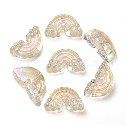 Placage uv perles d'émail acrylique irisé arc-en-ciel, arc en ciel, peachpuff, 17x29x11mm, Trou: 3.5mm